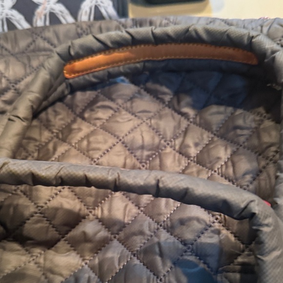 MZ Wallace Quilted Charcoal/Slate and Brown Bag - Picture 4 of 6